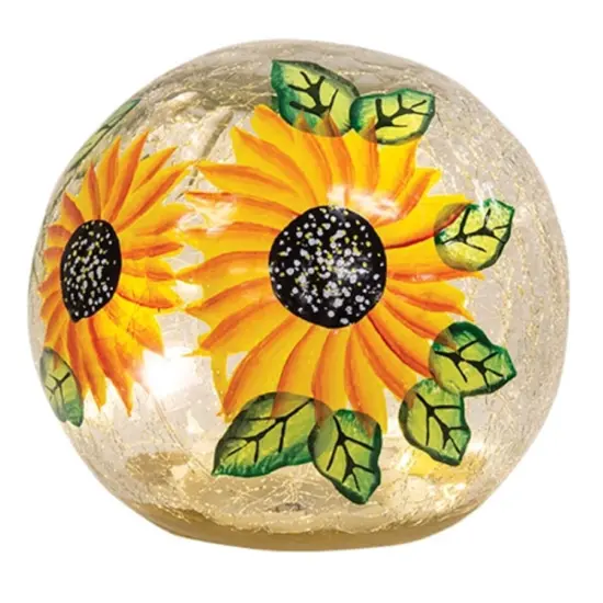 Sunflower Glass Light Orb with LED Lights for Tabletop or Shelf Decor {4}