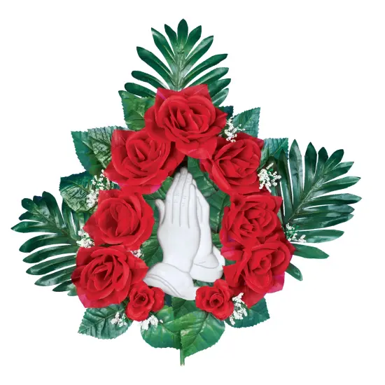 Collections Etc Artificial Rose Praying Hands Memorial Stake {2}