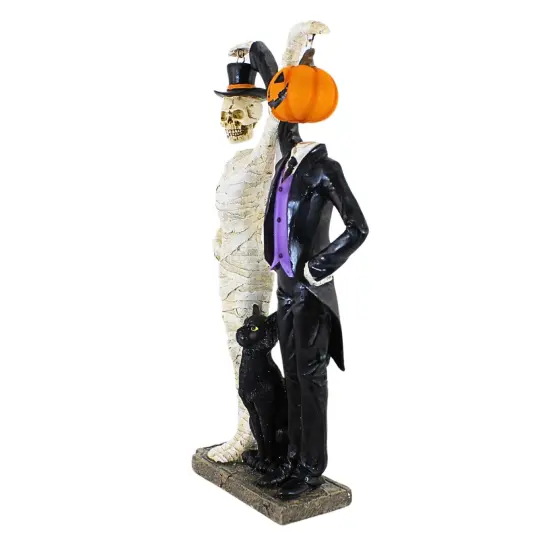 Transpac 18.5 Inch Skull & Pumpkin Hanging Head Halloween Figurine , Halloween Decor Mummy Cat Multicolored {3}