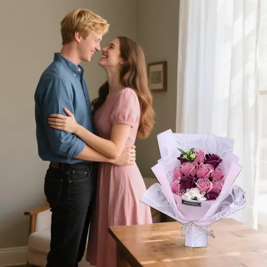 Valentines Rose Flowers with Gift Box (Pink) {3}