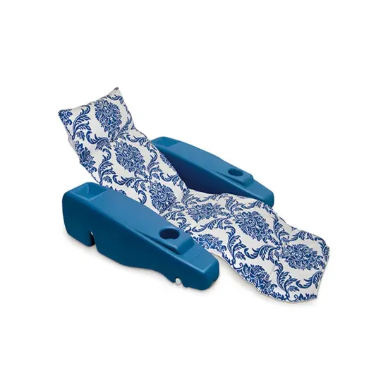 Swim Central Sapphire Blue and White Adjustable Flourish Floating Swimming Pool Chaise Lounge, 73-Inch {4}