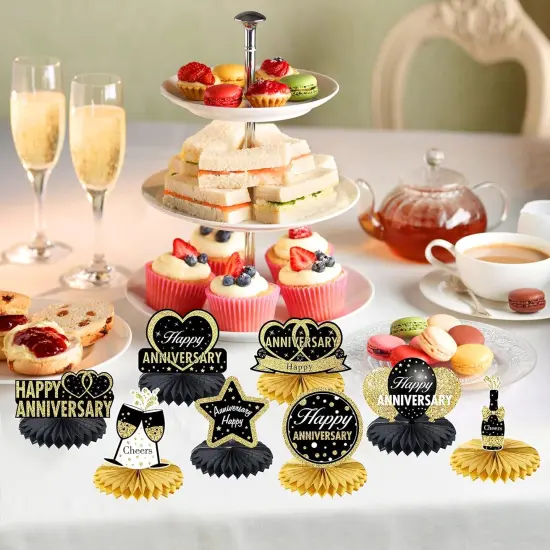 8pcs Happy Anniversary Honeycomb Table Centerpiece {3}