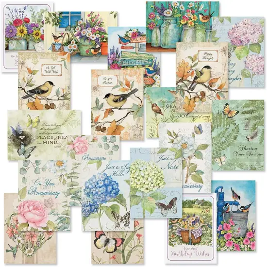 Susan Winget Studio All Occasion Value Pack With Seals - 40 Cards & Envelopes, Celebration, Get Well, Sympathy, Birthday, Holiday, & Greeting Variety, Large 5" x 7" Assortment, 20 Design Set {1}