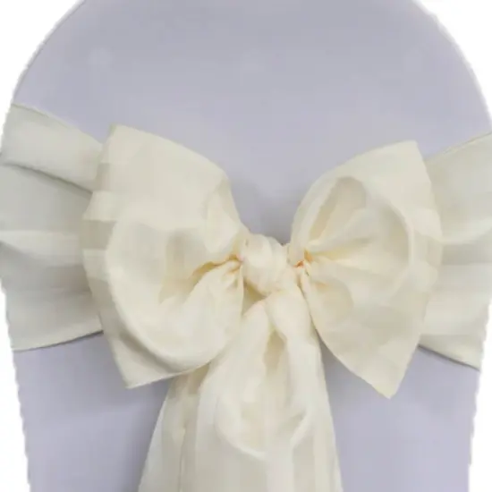 10 Pieces Ivory Striped Jacquard Polyester Chair Sashes 7.5"x108" for Elegant Events {3}