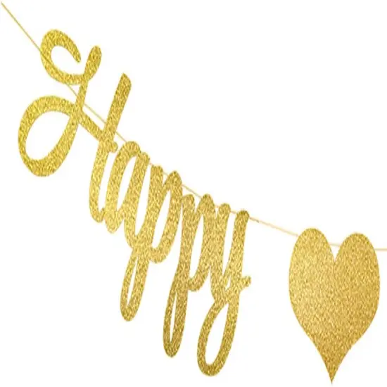 Gold Glittery Happy Anniversary Banner {3}