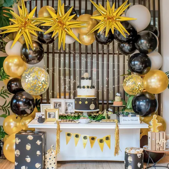 140pcs Black and Gold Party Balloons {5}