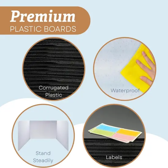 4E's Novelty Plastic Desk Dividers for Students - Pack of 4 - Desk Privacy Panel - Plastic Classroom Dividers, Testing Dividers for Classrooms, Easy-to-Clean Durable (Black & White) {5}