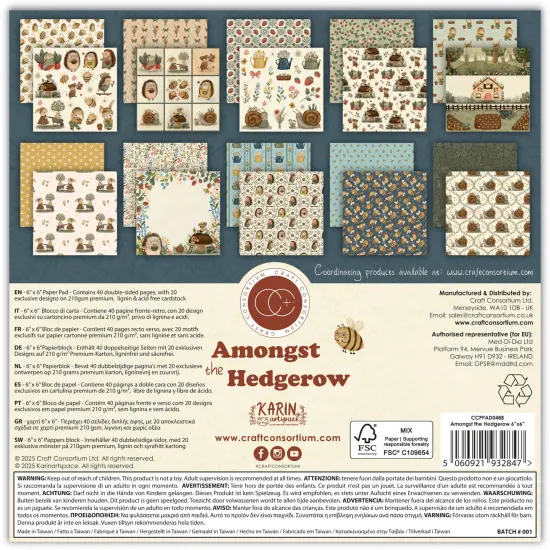 Craft Consortium Double-Sided Paper Pad 6"X6" 40/Pkg-Amongst The Hedgerow {3}