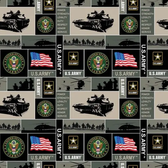 Sykel Enterprises U.S Army Block Fleece Fabric by the Yard {1}