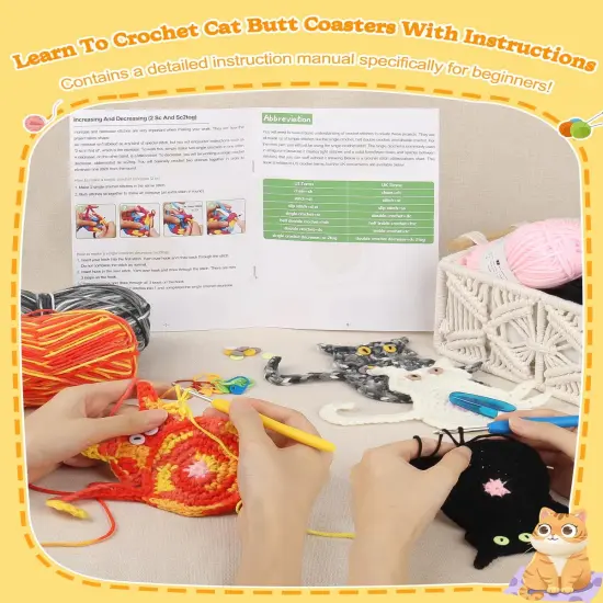 Crochet Kit Beginners for Cat Coasters {2}