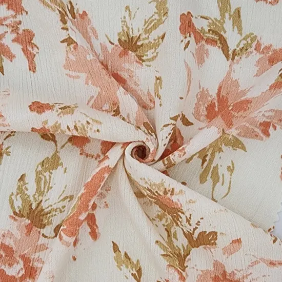 1 Yard Cream Rayon Crinkle Fabric 50/52" Lightweight Textured Apparel Fabric {3}