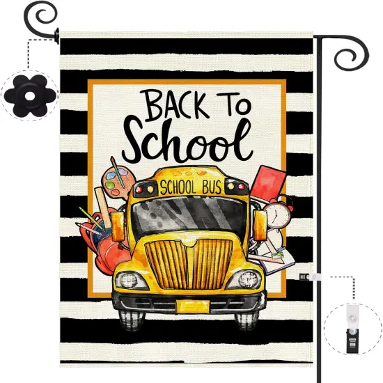 School Bus Back to School Garden Flag {1}