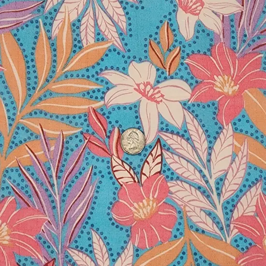 1 Yard Slub Fabric Turquoise Rayon Nylon Blend Lightweight Soft For Clothing 58/59 Inches Width {4}