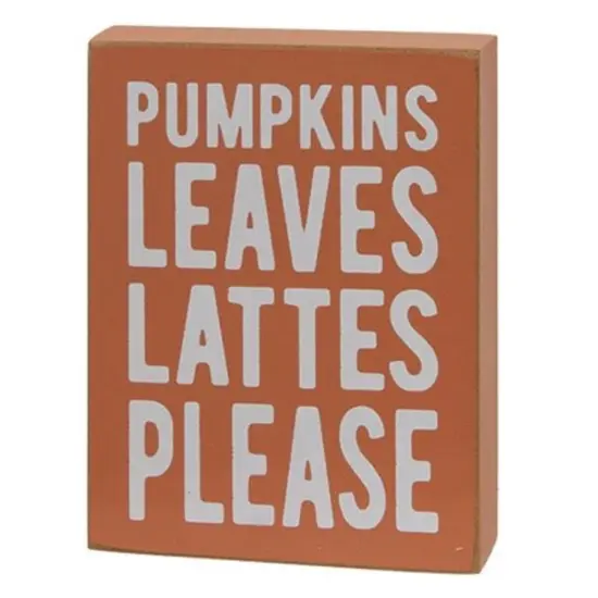 2/Set Pumpkin Spice Fall Sign and Coffee Cup Block Shelf Decor Set {2}
