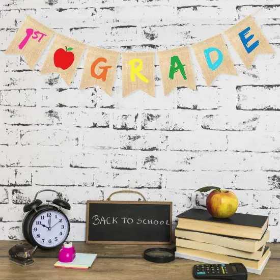 1st Grade Banner Burlap Back to School Decorations {4}