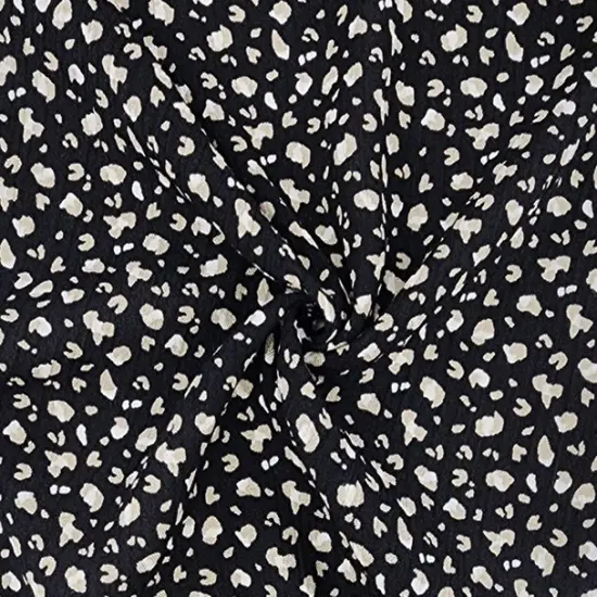 1 Yard Rayon Crinkle Fabric Black Taupe Wide Lightweight Apparel Material 50/52 Inches Width {1}