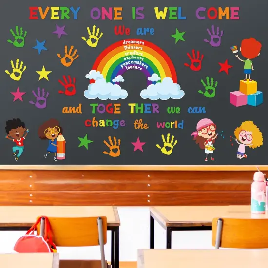 73 Pcs Diversity Bulletin Board Decoration Set Diverse Student Hand {4}
