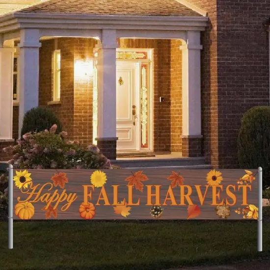 98" x 19" Large Happy Fall Harvest Banner {3}