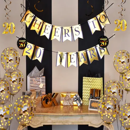 20th Birthday and Anniversary Cheers to 20 Years Banner {3}