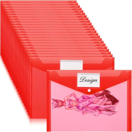 24 Pcs Plastic Envelopes - RED {1}