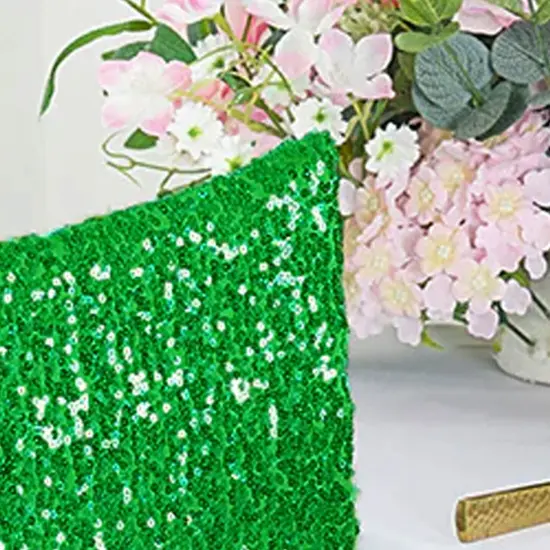 1 Piece Emerald Green Sequin Spandex Chair Cap 13.5 inch by 10 inch Event Cover {4}