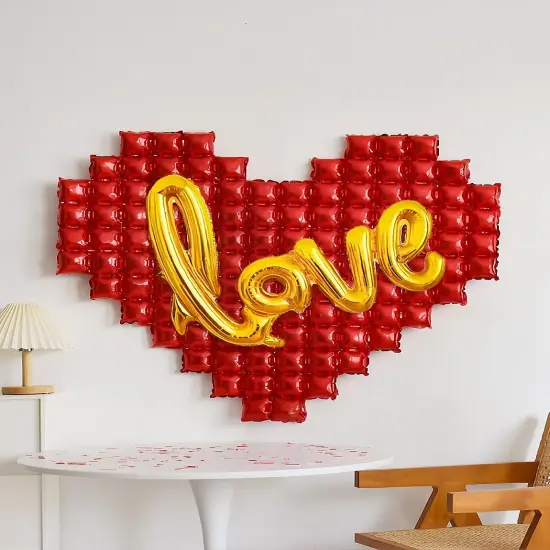 55 Inch -Heart Balloons and Love Balloons, Foil Balloon Set with Gold Love {5}