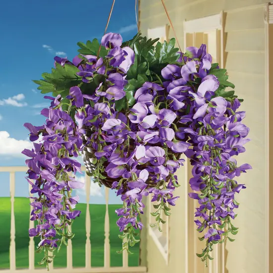 Collections Etc Artificial Cascading Wisteria Vine Bushes - Set of 2 {2}
