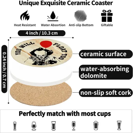 6PCS Spooky Coasts Set with Coaste Holder,Stone&Cork Coaster {3}