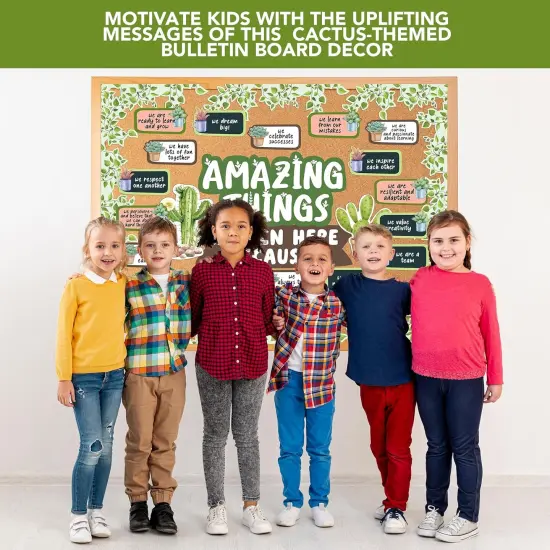 53 Pcs Cutouts Cactus Classroom Theme Bulletin Board Set with Borders {5}