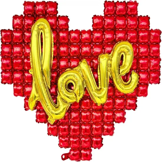 55 Inch -Heart Balloons and Love Balloons, Foil Balloon Set with Gold Love {1}