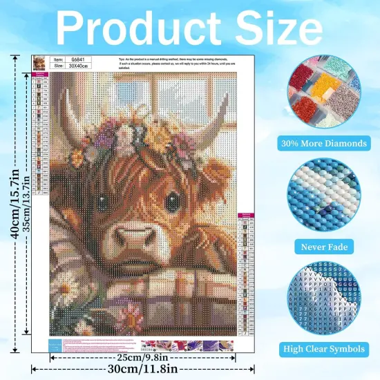 Cow Diamond Painting Kits 12x16 inch {2}