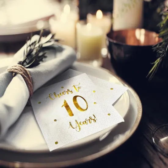 Cheers to 10 Years Cocktail Napkins {2}