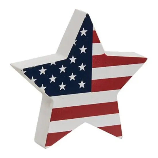 Set of 2 Wooden Decor for Independence Day Celebrations USA Flag Star {3}
