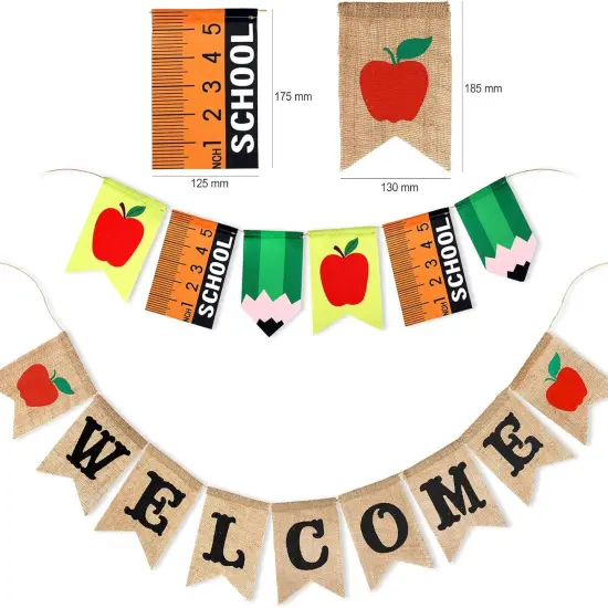 Welcome Burlap Banner & Back to School Garland Decorations {2}
