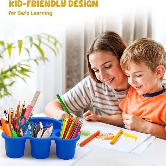 4E's Novelty 4 Pack Pencil Caddy for Classroom, Vibrant Classroom Caddy, Durable Table Drink Holder for School, Useful and Sturdy Schools Desk Bin, Colourful Supply Caddies for School for Various Use {4}