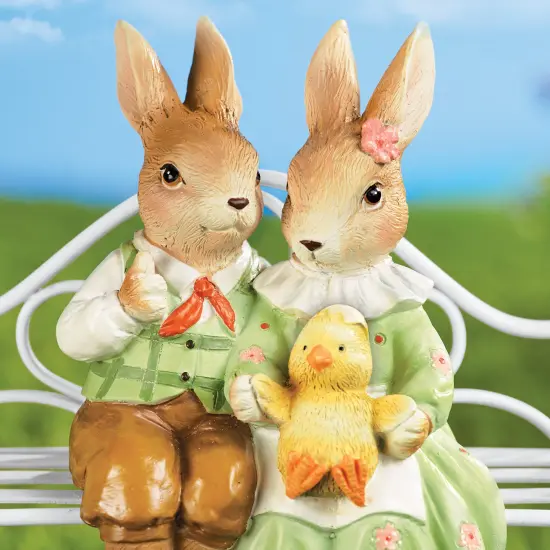 Collections Etc Hand-Painted Bunnies on a Bench Decoration {4}