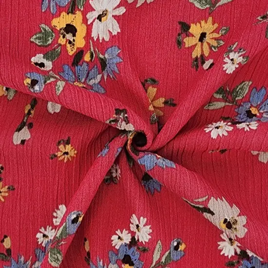 1 Yard Rayon Crinkle Crepon Fabric Teaberry , 50/52&rdquo; Wide Lightweight Woven Apparel Material {1}