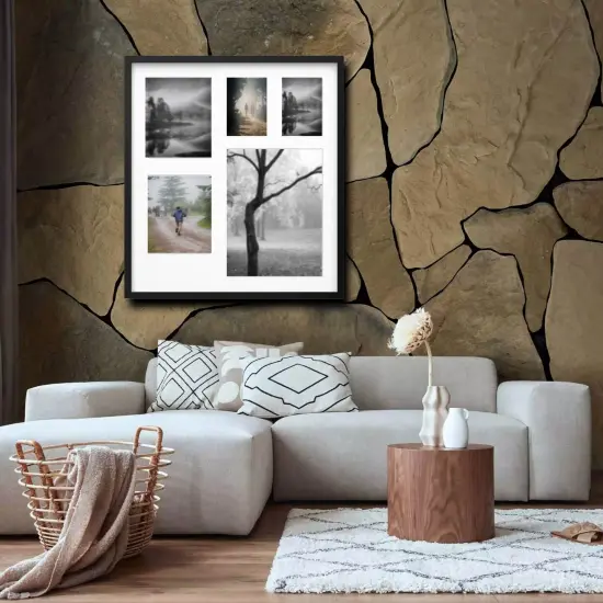 Black Multi-Photo Frame for 5 Pictures, 25 &frac14; x 28" &ndash; Versatile Display with Acid-Free Mat & Easy ALFTA Hook Hanging {5}