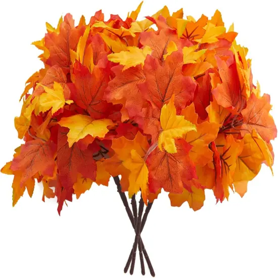 4PCS Fall Decor Maple Leaves Stems Artificial {3}