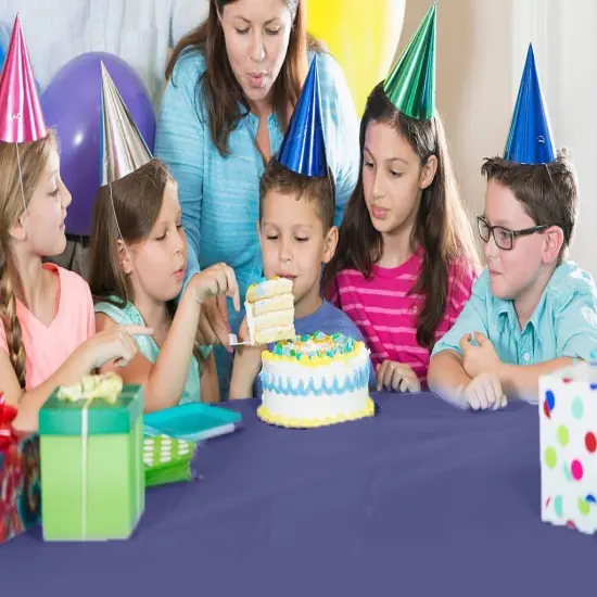 Exquisite Party Solids 54" x 100' Plastic Table Cover Roll with Slide Cutter &ndash; Cut-to-Size Dispenser Box &ndash; Makes Up to 36 Disposable 8' Rectangle Tablecloths Navy {2}