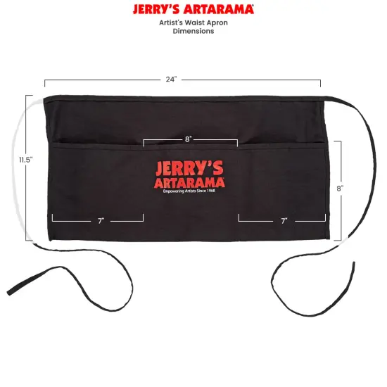 Jerry's Artarama Waist Apron for Art Supplies - Black Tie-Back Half-Apron with 3 Large Pockets, 24" W x 11-1/2" D, 45% Polyester, 55% Cotton, Machine Washable, Studio & Workshop Use {5}