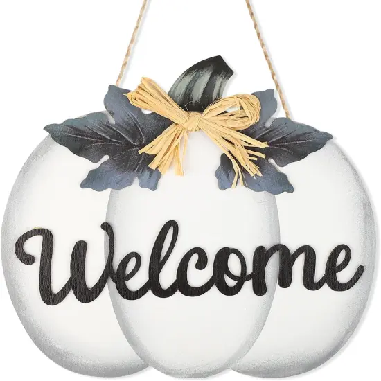 Fall Pumpkin Decoration - Welcome Sign (White) {1}