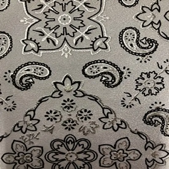 1 Yard Stretch Nylon Spandex Fabric with Bandana Design Foil for Dancewear Swimwear 60" Width White Silver {1}