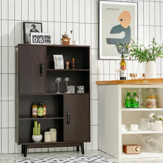 Costway Sideboard Storage Cabinet Bookshelf Cupboard w/Door Shelf Black / White / Espresso {2}
