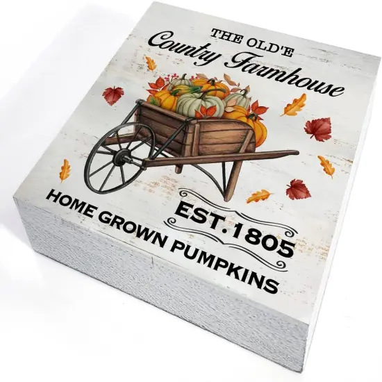 Rustic Country Pumpkin Farmhouse Wood Box Sign {2}
