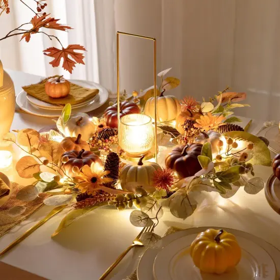 Collapsible Fall Wreath with Light for Front Door {3}