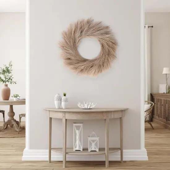 26&rsquo;&rsquo; Faux Pampas Grass Wreath {4}