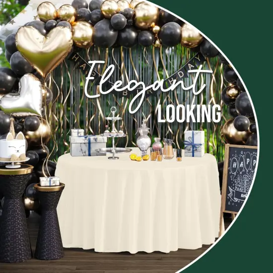 Bulk Pack Plastic Table Cloth - 120 Inch Round Disposable Tablecloth for Parties - Round Tablecloth - Disposable Table Cloths for Parties-Exquisite Party Solids {5}