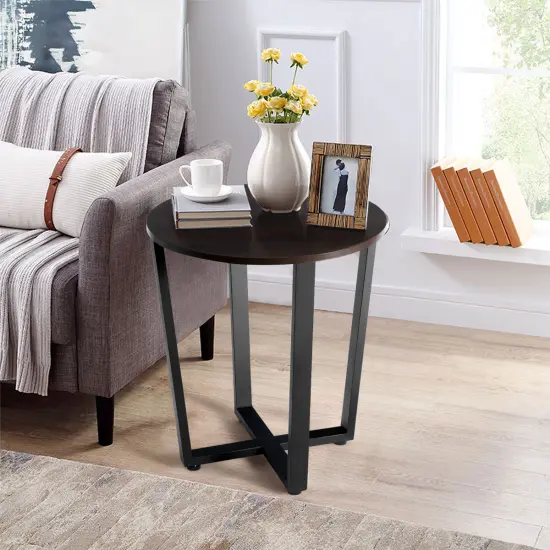 Costway Industrial End Table Sofa Side Table Nightstand Storage Shelf {5}