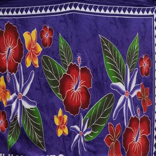 72" L x 45" W Tropical Flowers Banana Leaf Sarong Polyester Fabric Red {6}